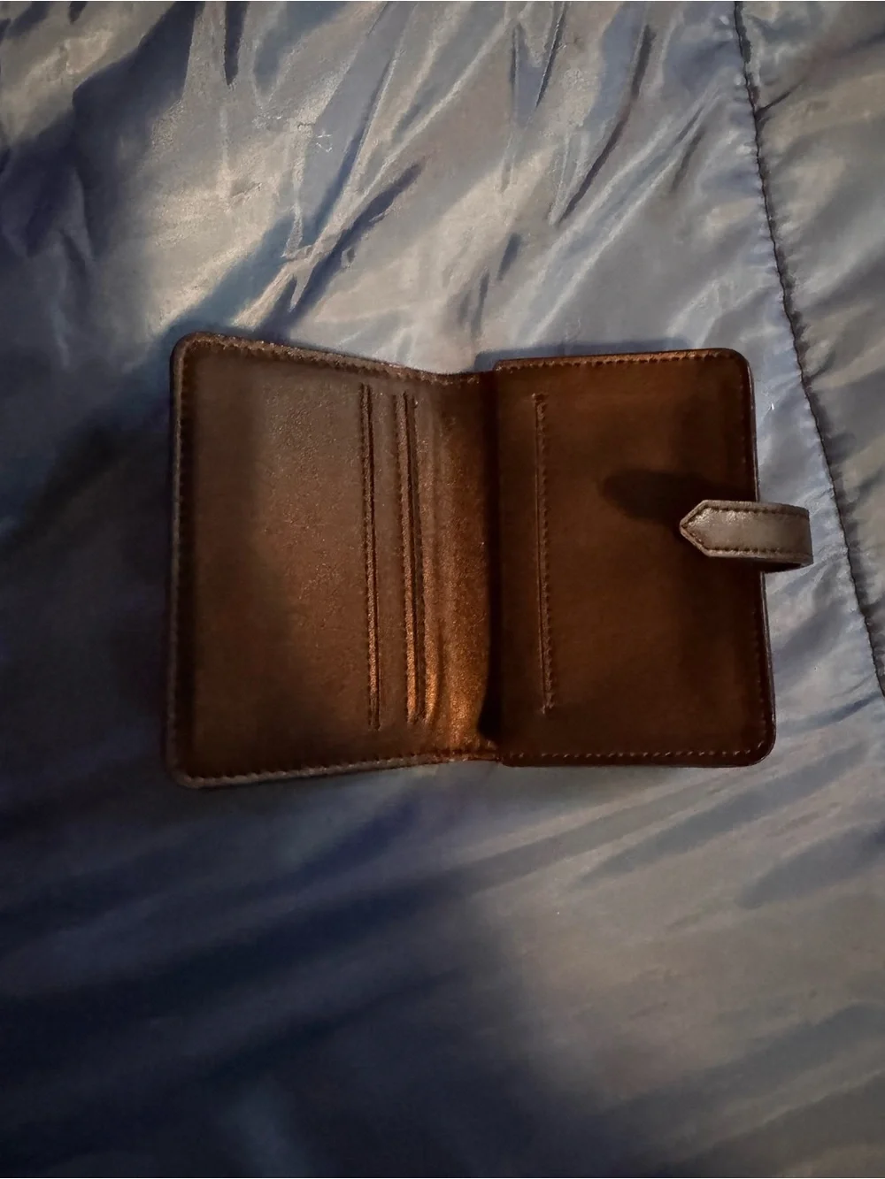 Studded Black Leather Card Wallet with Gold Accent
